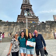 Noémie Fox with her parents and sister Jess Fox in Paris for The Olympics.