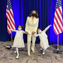 Kamala Harris with great-nieces Amara and Leela Ajagu