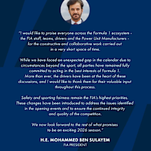 Declaración del Presidente de la FIA. 