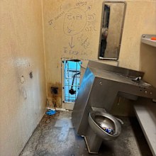 Inmates from the Orleans Justice Center in New Orleans left taunting messages on a cell wall before they escaped.