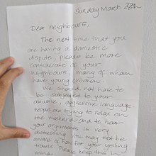 DV note sent to wrong neighbour shared on Facebook.