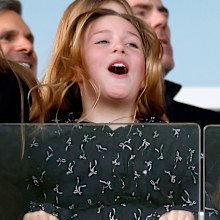 Mia Tindall watches the horseracing at the New Year's Day Racing Meet at Cheltenham Racecourse on January 1, 2026.
