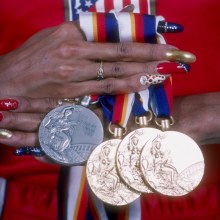 Florence Griffith-Joyner's haul of Seoul 1988 medals.
