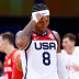 Paolo Banchero (left) and Anthony Edwards (right) of the United States react late in the fourth quarter during the FIBA Basketball World Cup semi-final game against Germany.