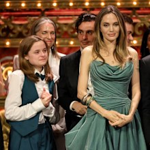 Vivienne Jolie-Pitt and Angelina Jolie accept the Tony Award for Best Musical for their play The Outsiders in June 2024.