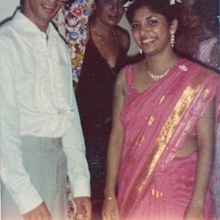 Bride wears mother's Sri Lankan going away sari for her wedding day
