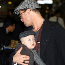Brad Pitt with son Knox Jolie-Pitt in January 2009.
