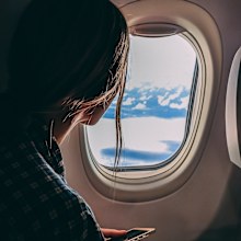 Woman on a plane
