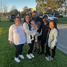 Adelina Nicolaci with her husband, two children, daughter-in-law and grandchild.
