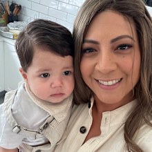 Lana Mubaslat with her youngest son Destan. 
