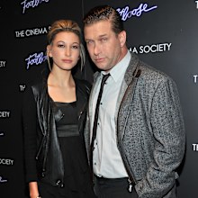 Hailey Bieber and her dad Stephen Baldwin attend the screening of Footloose at the Tribeca Grand Hotel - Screening Room on October 12, 2011 in New York City.