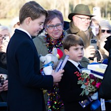 Prince George and Prince Louis attend the Christmas Morning Service at Sandringham Church on December 25, 2025 in Sandringham, Norfolk.