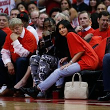 Kylie Jenner, Travis Scott, watching basketball, NBA, game, courtside