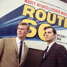(from left) Martin Milner as Tod Stiles and George Maharis as Buz Murdock in the CBS television network series, "Route 66."  January, 1962.