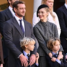 Pierre Casiraghi, Stefano Ercole Carlo Casiraghi, Beatrice Borromeo and Francesco Carlo Albert Casiraghi attend the Monaco National Day celebrations in the courtyard of the Monaco palace on November 19, 2024 in Monaco, Monaco. (Photo by Stephane Cardinale/PLS Pool/Getty Images)