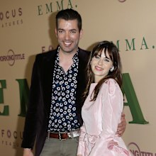 Zooey Deschanel and Jonathan Scott attend the Los Angeles premiere of Emma on February 18, 2020 in Los Angeles, California. 