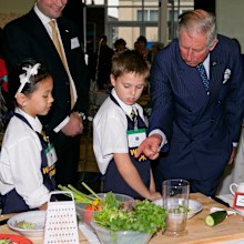 Prince Charles cookery demo school children