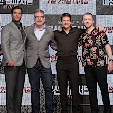 Henry Cavill, Christopher McQuarrie, Tom Cruise and Simon Pegg attend the Mission: Impossible - Fallout Korea Press Conference and Photo Call at Lotte Hotel Seoul on July 16, 2018 in Seoul.