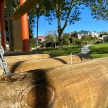 Local park with nails sticking out. 