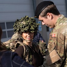Princess Isabella of Denmark pictured during a visit to see Crown Prince Christian at the Guard Hussar Regiment barracks on March 8 2025.