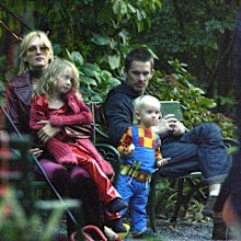 Actor Ethan Hawk visits actress Uma Thurman and his kids for Halloween October 31, 2003 in New York City. 