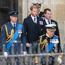 Princes William and Harry attend Prince Philip's funeral on September 19. 
