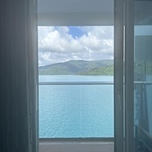 The view of the Whitsundays from my stateroom balcony.