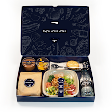 Adjustments to British Airways meal service to minimise contact are already in place. Pictured: A typical meal box.