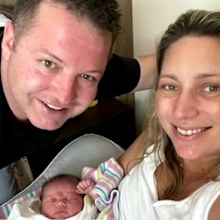 Richard Wilkins meets new granddaughter Abigail.