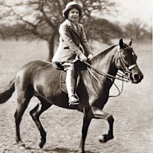 Princess Elizabeth, later Queen Elizabeth, riding her pony in Windsor Great Park, 1930s.