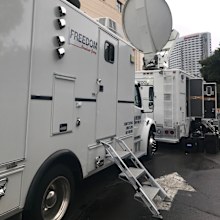 One of the trucks used to bring breaking news on September 11 to Australia. 