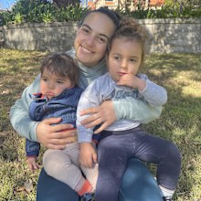 Nikolina Kharoufeh with sons Noah and Leo. 