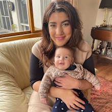 Claudia Cataldo with her nephew just days before she found the lump.