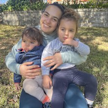 Nikolina Kharoufeh with sons Noah and Leo. 
