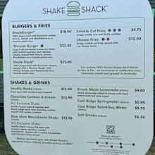 Menu at the Shake Shack pop up at Melbourne Park for the 2026 Australian Open