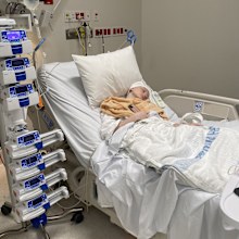 Lizzy Douglass during one of her hospital stints while going through cancer treatment.