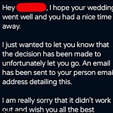 bride fired on her wedding day
