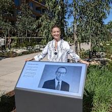 TV Legend Brian Henderson, has been honoured with the opening of Henderson Park at Nine by Mirvac, by his widow Mardi Henderson and current Nine Newsreader Peter Overton, and family & friends. Photography by Quentin Jones. 29 August 2024.