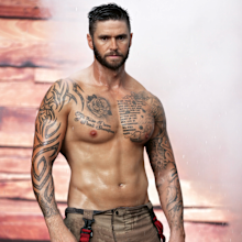 Mitchell Evans poses for the annual Australian Firefighters Calendar.