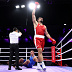 Teremoana Teremoana of Team Australia celebrates after knocking down Dmytro Lovchynskyi of Team Ukraine during the Men's +92kg preliminary round match on day three of the Olympic Games Paris 2024 at North Paris Arena on July 29, 2024 in Paris, France.