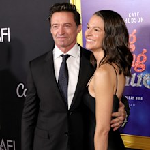 Hugh Jackman and Sutton Foster attend closing night gala premiere of Song Sung Blue during 2025 AFI FEST at TCL Chinese 6 Theatres on October 26, 2025 in Hollywood, California. 