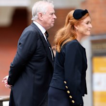 Prince Andrew, Duke of York and Sarah Ferguson, Duchess of York attend Katharine, Duchess of Kent's Requiem Mass service at Westminster Cathedral on September 16, 2025 in London, England. 