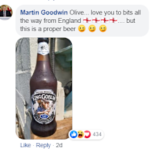 Martin Goodwin has praised Olive's request, but not her choice of beer.