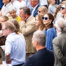 Crown Prince Christian Of Denmark Graduation Ceremony In CopenhagenORDRUP, DENMARK - JUNE 28: Queen Mary of Denmark looks over to Crown Prince Christian of Denmark as he attends his Graduation Ceremony on June 28, 2024 in Ordrup, Denmark. (Photo by Martin Sylvest Andersen/Getty Images)