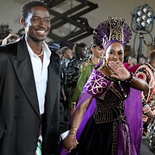 Damson Idris and Angela Bassett at Vogue World: Hollywood 2025 at Paramount Studios on October 26, 2025 in Los Angeles, California. 