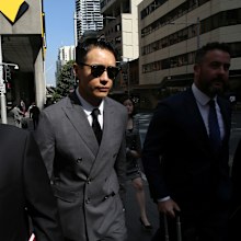 SMH NEWS: Chinese actor Yunxiang Gao arrives at the Downing Centre Courts, in the Sydney CBD . October 29, 2019. Photo by James Alcock/Nine Media.