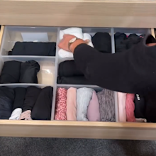 Paula used her Kmart organiser for wardrobe organisation