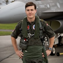Crown Prince Christian of Denmark participated in a training flight with F-16 aircraft on October 13, 2025, at Fighter Wing Skrydstrup.
