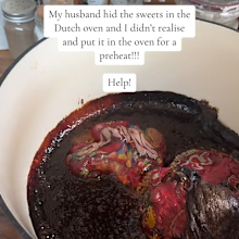 Home baker accidentally ruins Dutch oven after husband hid Skittles inside