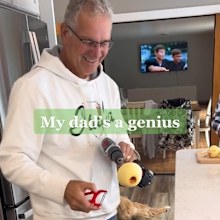Tiktoker @alidecosmo shows off he dad's unusual apple peeling technique.